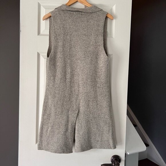 Monteau Gray Knit Sweater Vest Women’s M Open Front Longline Sleeveless Cardigan - Picture 3 of 3